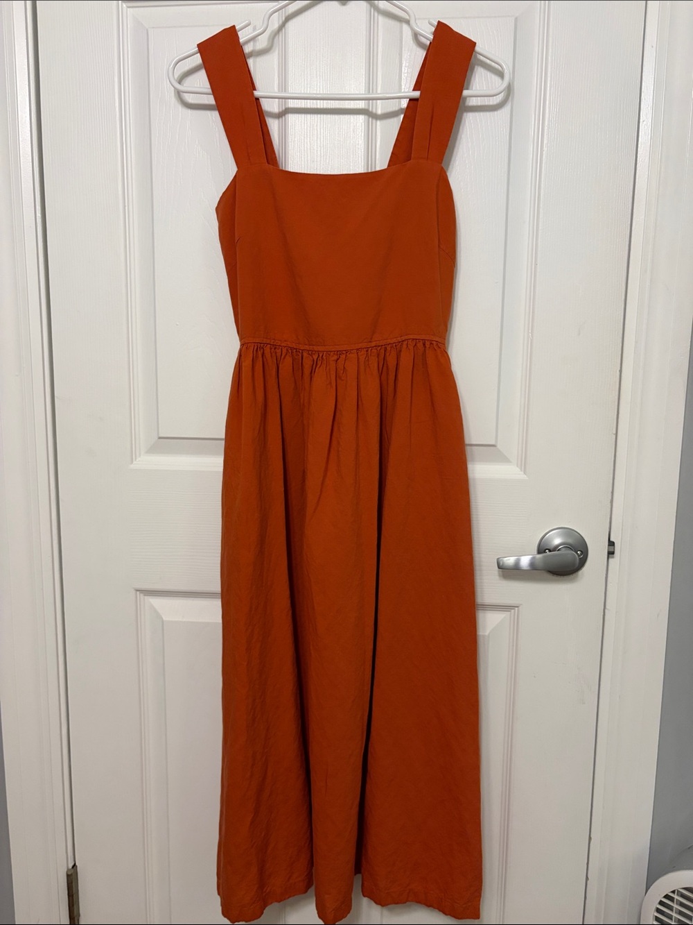 Uniqlo Orange Square-Neck Maxi Dress with Wide Straps